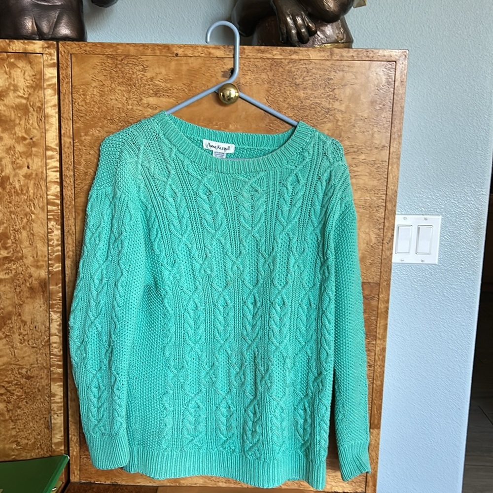 Anne Klein ll. Cotton Aqua/Turquoise Sweater